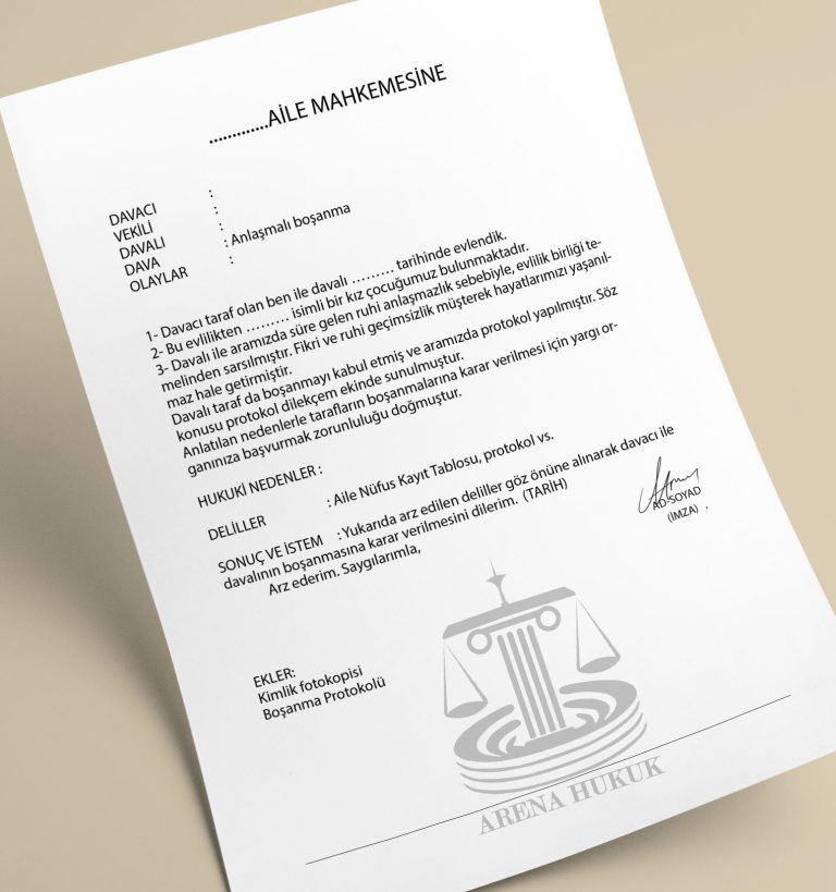 Anlaşmalı Boşanma Dava Dilekçesi Örneği